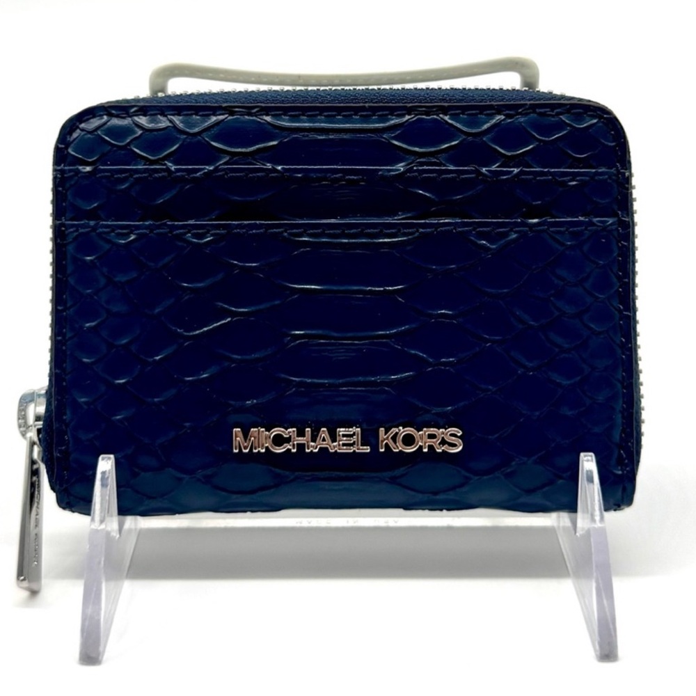 Michael Kors Medium ZA Card Case Wallet Navy Blue Multi